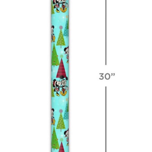 Hallmark Wrapping Paper Christmas Disney Mickey Minnie Mouse Trees Blue 25 sq ft - Picture 3 of 6